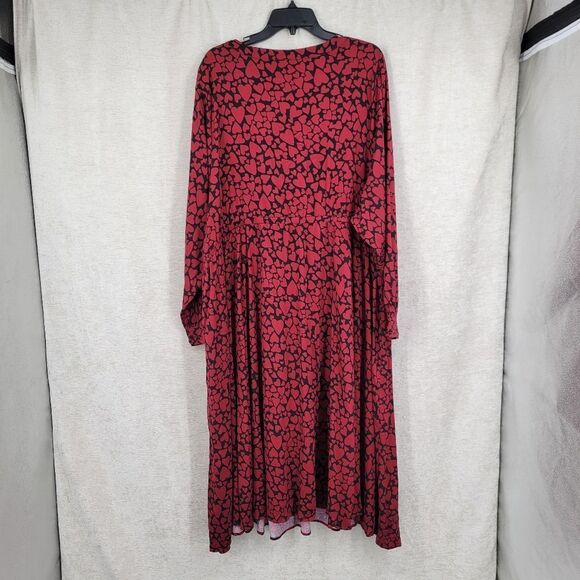 Torrid Midi Challis Skater Dress Red Heart Patterned Dress Women's Plus Size 5X - Picture 9 of 15